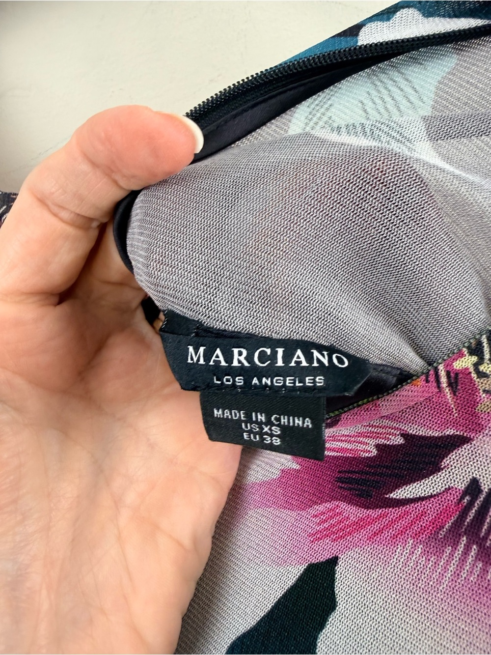 Marciano black floral satin mini dress with bustier top xs - Picture 4 of 14